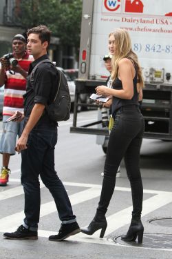 Gigi Hadid - NYC Casual. ♥  Oh missy that booty needs spankings.