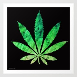 sensationelis:   Green Watercolor Cannabis Leaf 		by The Weed