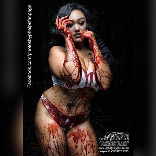 sexy horror glam and the first shoot with Kay @kaymarie__x #photosbyphelps  #curves #lightskin #fashion #blood #horror #sexy #horrorcon #gore #blood  #thong #lingerie #light #dmv #fashionista #baltimore #dc #model Photos By  Phelps IG: @