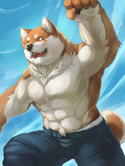 ralphthefeline:  Some random Shiba Inu dog anthro. Something I did for coloring. He be running off to somewhere~! 