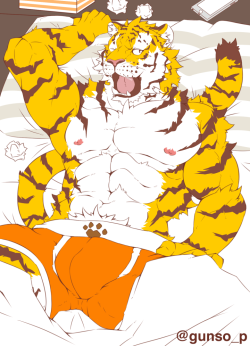 gunso0127:  Morning Tiger.http://www.pixiv.net/member_illust.php?mode=medium&illust_id=49223316