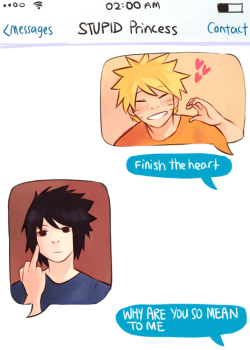 y-a-n-d-e-r-e:  idiots texting each other. naruto would text