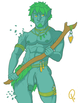 ppmaqero:  Patreon Higgins requested:  “naked muscly greenish/aqua