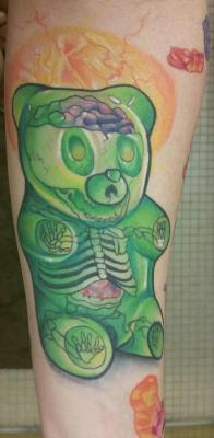 fuckyeahtattoos:  Skeleton Gummy Bear Tattoo by Alex El Paso,