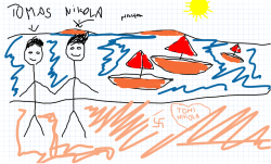 a drawing of us, Tommy & Nikola 