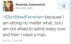 angry-hungry-horny:  gaymommy:  #idontneedfeminism aka stupid