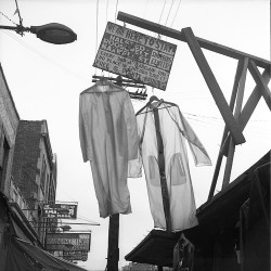  Two Shirts Hanging, Maxwell St, Chicago, 1967, Vivian Maier