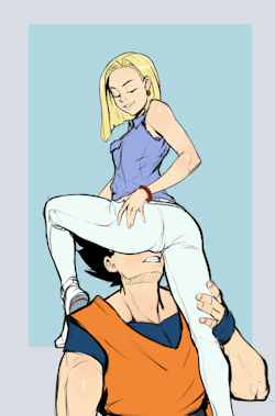 xizrax: sketch commission of Android 18 and Gohan from Dragonball