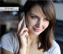 cheatingwife85:  On the phone with my lover with hubby close