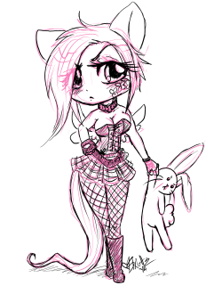 Punk Sluttershy with short hair for my sister. :D Designing her