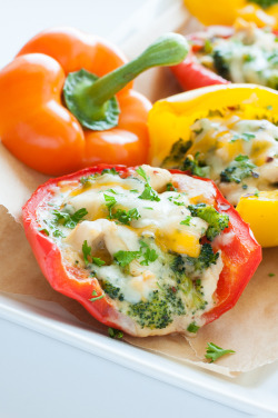 delish-eats:  Cheesy Chicken and Broccoli Stuffed Peppers | Peas