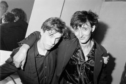 iridescentskull:  Drummer Chris Hughes with Rowland S. Howard