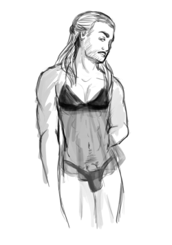 thorsicle:  shitty sketch request #2: thor in a nightie for kittenball