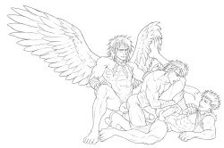 because-b:  Tibarn x Ike x OwainHad to draw the wings on a different