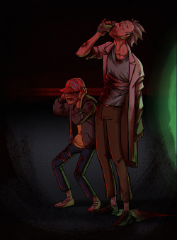 beta-19:Scrappy Morty and his original Rick having just escaped