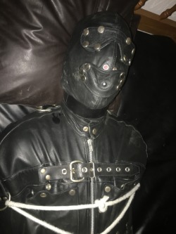 jamesbondagesx: Intruder in uniform and secured in sleep sack,