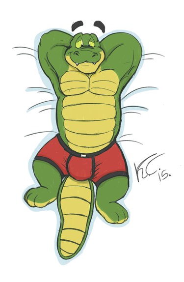 krunchycroc:  Krunch laying down -Krunchycroc- 