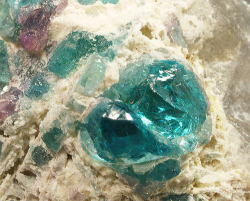mineralists:  Tourmaline var. Cuprian Tourmaline on QuartzParaiba