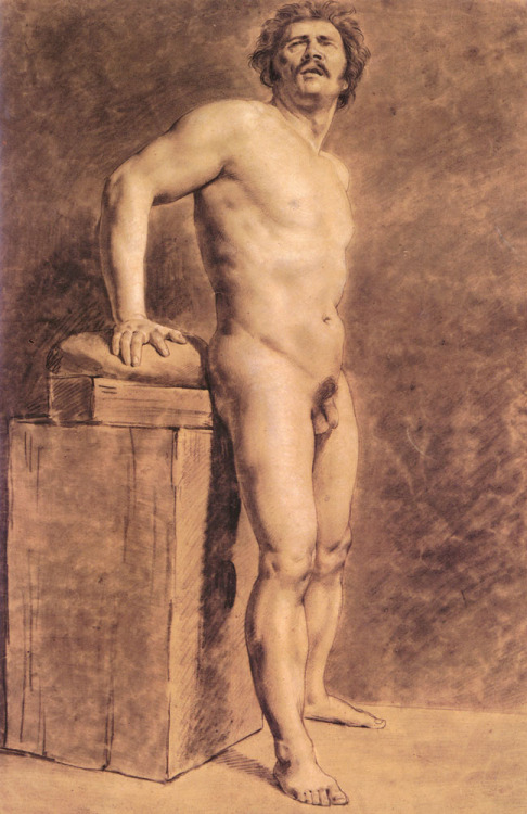artist-delacroix:Male Academy Figure, 1821, Eugène DelacroixMedium: