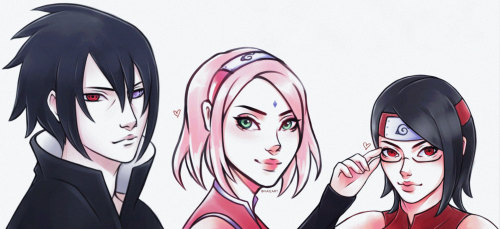 vaieart:    Sketches of blank period Sasuke and Sakura with grown