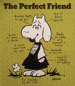 csticcoart:  a toriel based off this perfect pic of snoopy 