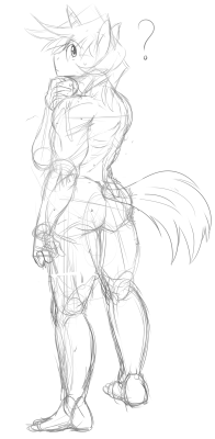 doggie999artist:  quick sketch, practicing some anatomy.    look at that body &lt;3