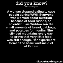 did-you-kno:  A woman stopped eating to save people during WWII.