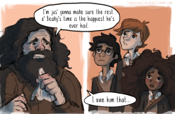 moonysdog:  loquaciousliterature:  Nobody bad-mouths Hagrid on