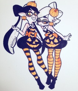 mayakern:  pumpkin flavored squid sisters for inktober!   my