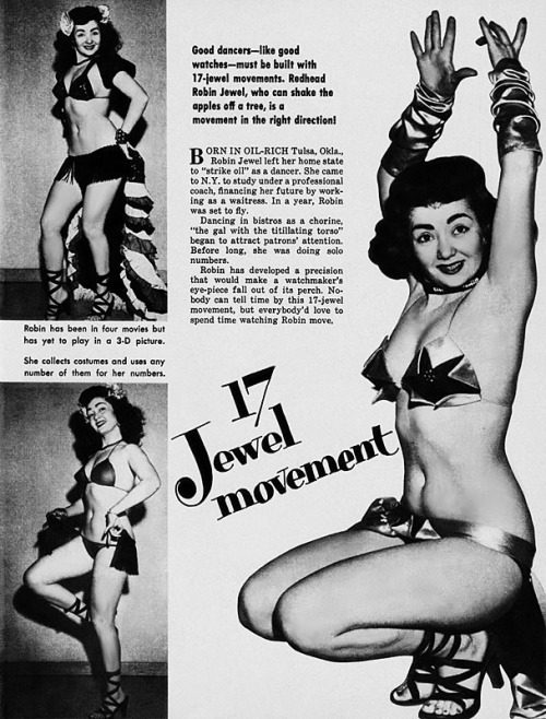 Robin Jewell appears in a pictorial featured in the pages of the March ‘54 issue of ‘GALA’ magazine..