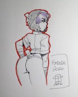 callmepo:  Warm-up sketch: Fundoshi Gogo.   A little booty to