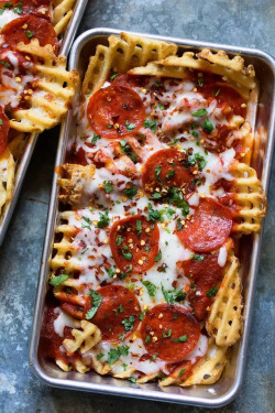 verticalfood:waffled pizza fries  Nsfw