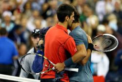 rafaelnadalfans:  What was Novak Djokovic whispering?  Rafael