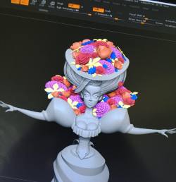 The model is pretty much done, Flowers and all! Now Texturing