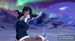 ishipmakorra:  michigopyon:  Korra with her hair down, fighting!