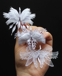 sosuperawesome:  Paper Cranes  Cristian Marianciuc on Etsy  See