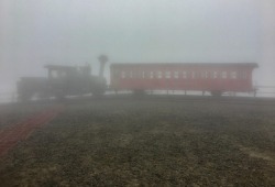 simplymyview: Cog Train Atop Mt. Washington shroud in a thick