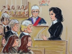 Even the courtroom artist knows what to emphasize at Nigella