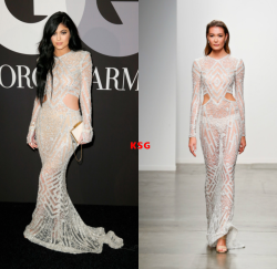 kyliestyleguide:Kylie Jenner at the GQ & Giorgio Armani Grammy