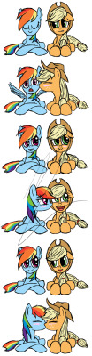 fuckyeahappledash:  AppleJack x Rainbow Dash by malizlewa  X3