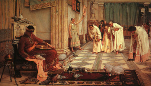 artist-waterhouse:  The favourites of Emperor Honorius, 1883,