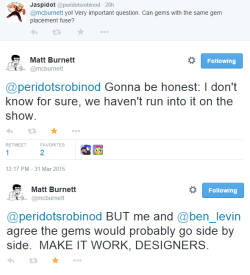 Matt answered a tweet about fusion gem placement and folks ask