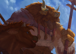 treatscraft:  a tauren father brings his son on his first hunting