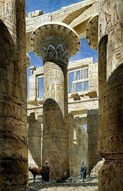 ancient-egypts-secrets:  The Hall of Columns, Karnak  Watercolour