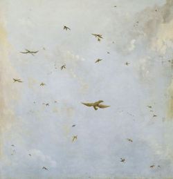 achasma: Dolls-house Ceiling-Painting of a Cloudy Sky with Birds