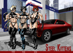 musclegirlart:  The Steel Kittens by hardbodies  