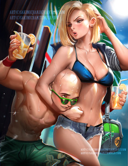 sakimichan:  Android 18 X Krilin from DBZ, one of my fav couples