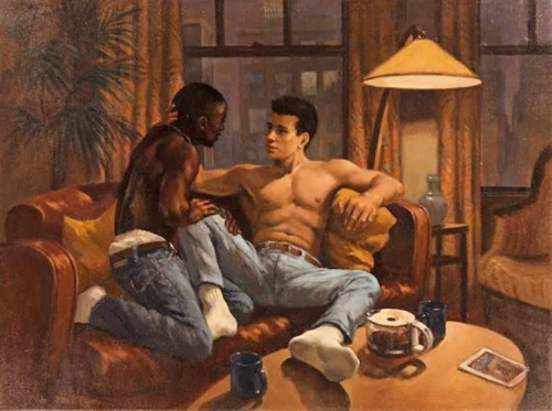 alanspazzaliartist:Lovers on a Sofa by Deni Ponty. 1992