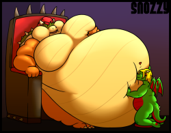 snozzhog:  Seems the corpulent koopa king needs some belly rubs!