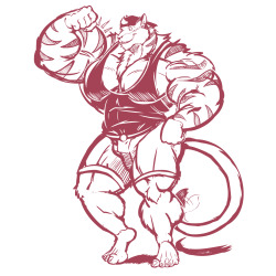 fluffmonster-art:http://www.furaffinity.net/view/15836689/Sketch Commission for TKTigerkat on FA. Looks like his fursona, Tai, has been hitting the gym hard, and boy, talk about results! A testament of hard work, dedication….and a musclebound bear as